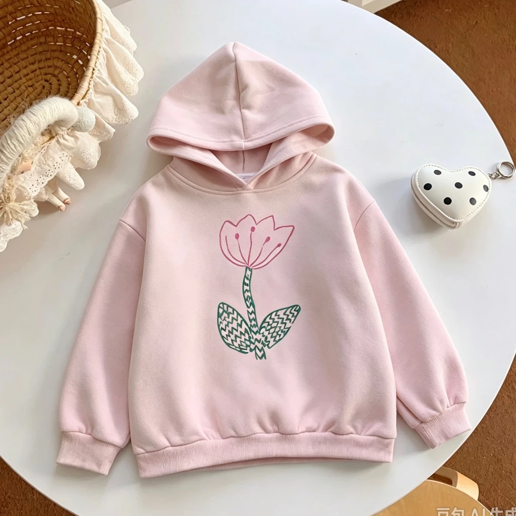 Long-sleeved Hoodies Double-side Print Sweatshirts Brand Autumn Winter Kids Clothes Baby Cute Pullovers 2027 New Hooded Tops