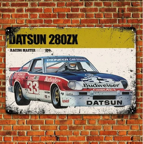 Póster de metal de coche de carreras vintage Datsun 280Zx - Cartel de chapa de 20x30 cm - Aluminio