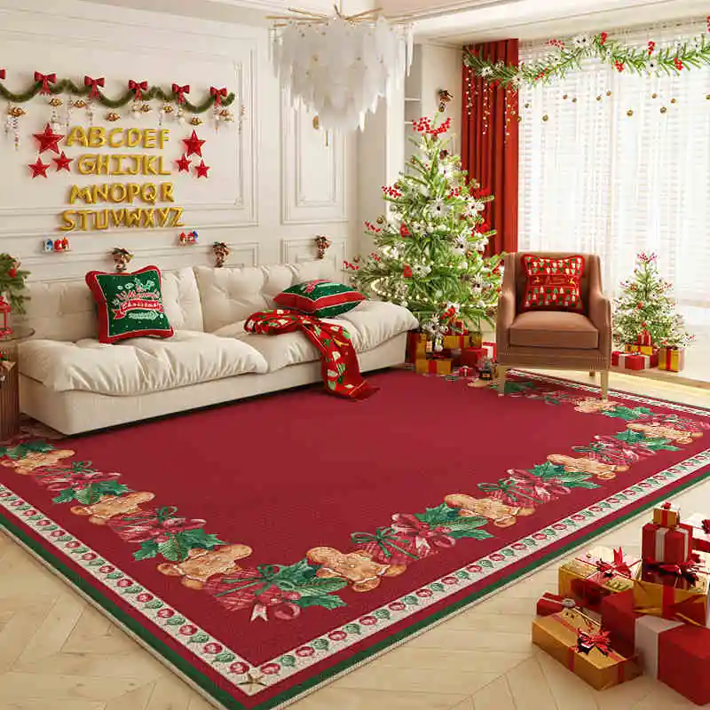 VIKAMA Christmas Tree Carpet New Year Festival Atmosphere Feeling Large Size Living Room Bedroom Floor Mat Home Decoration