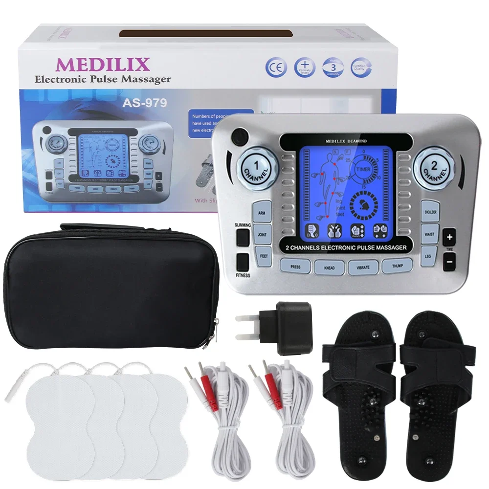 

Electric Pulse Massager Tens EMS Muscle Stimulator 12Modes Digital Therapy Machine Body Massage Pain Relief Tool Health Care Spa