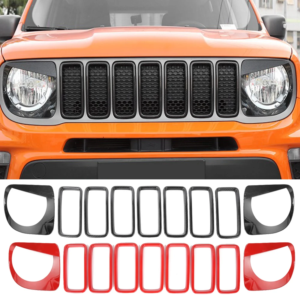 

Insert Trim Front Grille Cover Ring for Jeep Renegade 2019 2020 2021 2022 Racing Grills Headlight Cover Guard Exterior Accessory