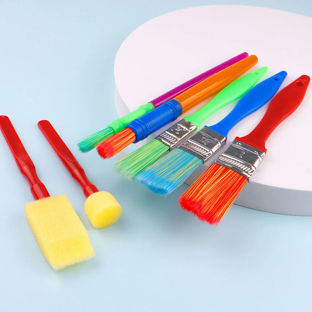 

14 Pcs Kids Painting Brushes Sponge Brush Set Watercolor Oil Art Supplies Plastic Safe Quality Students Child Fun