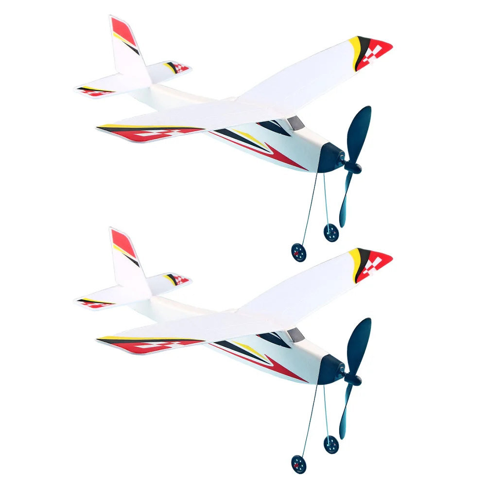 

2 Pcs Foam Plane Kids Toys Airplane Glider Plaything Rubber Band Powered Flight Child