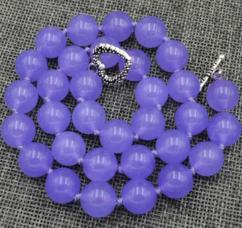 

new 12mm purple emerald gemstone necklace 18" love clasps