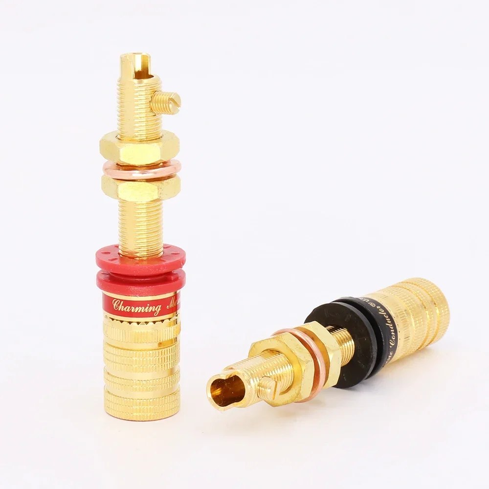 4PCS High- End CMC-838-S 24K Gold plated Copper Conductor Short Long Binding Post HIFI Speaker Terminal jack