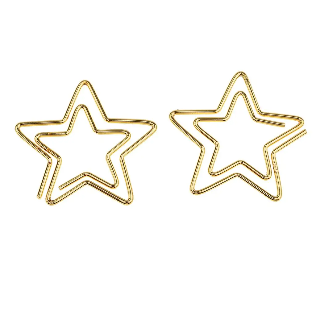 12pcs Metal Star Paper Clips Office Home School Files Photo Clips Bookmarks