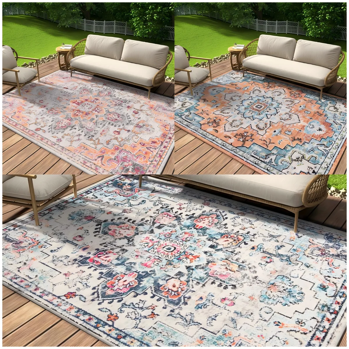 

Summer Outdoor Vintage Persian Crystal Velvet Soft Floor Mat Non-slip Vacation Camping Tent Living Room Home Decoration