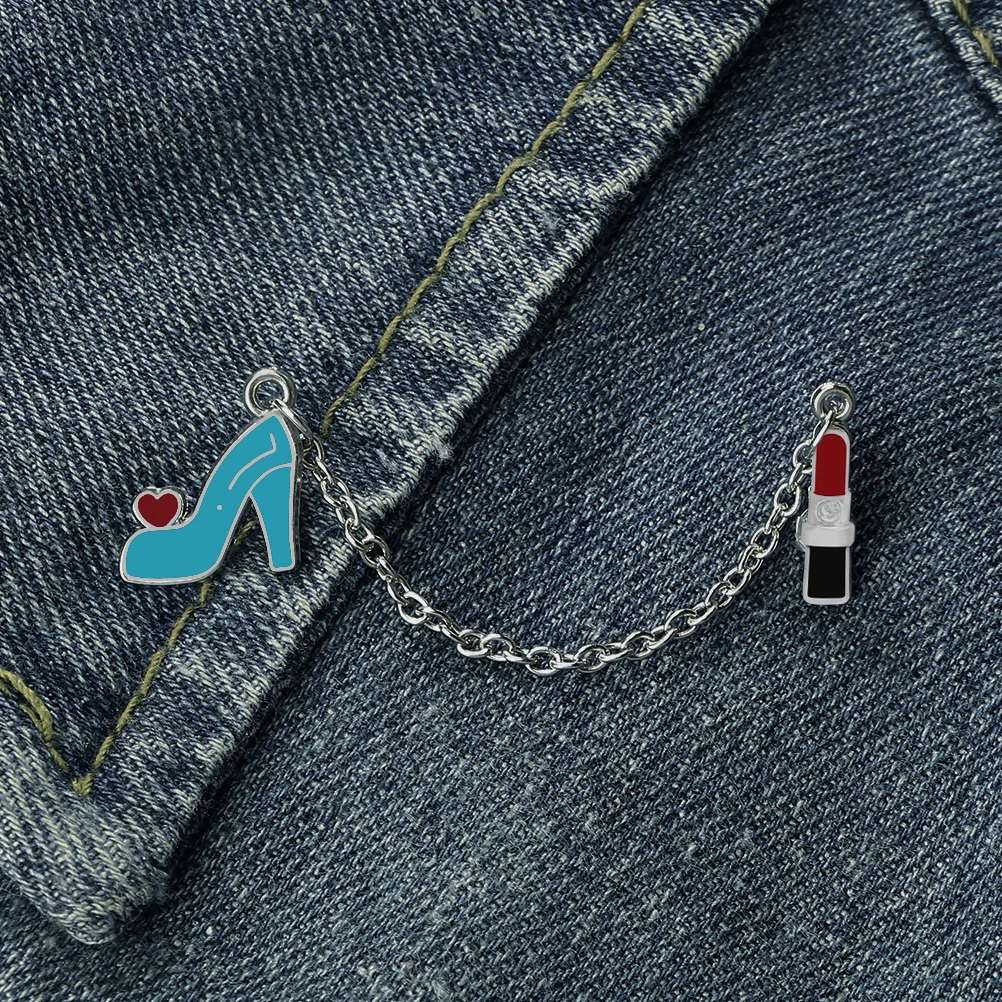 Girl Metal Pins Lipstick Love Heart High Heel Sexy Brooches Fashion Denim Clothes Lapel Enamel Pin Jewelry Accessories For Women image 5