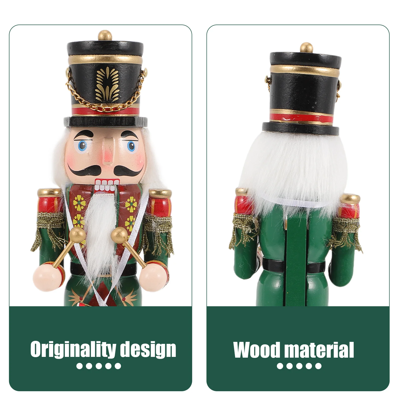 

Classic Christmas Nutcracker Ornament Wooden Design Traditional Nutcracker Decoration for Fireplace Shelf Table Xmas Party