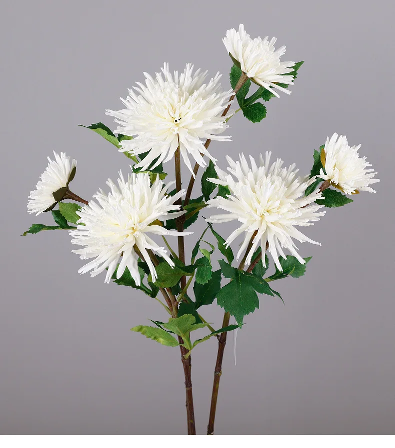 5 Stück Künstliche Dahlien-Zweige, Realistische Kunstblumen, Dekorative Weiße Chrysanthemen für Zuhause, Simulierte Blumen für Gartendekoration – Detail 14