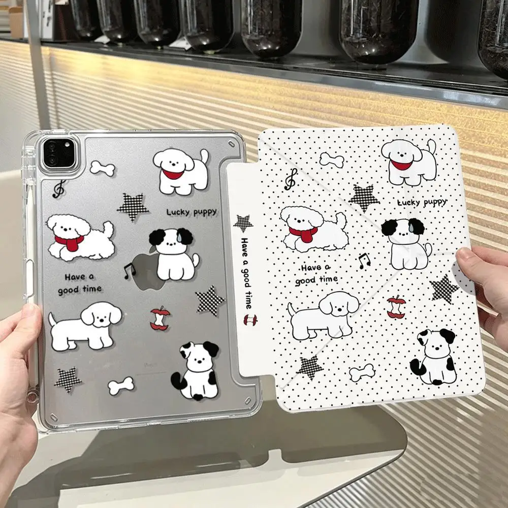 Korean Ins Bone Dog iPad Case For iPad Pro 11 13in 2025 iPad Pro 12.9in Air7 10th 11th M4/5 MINI 3+y Fold Anti-fall Cover y2k