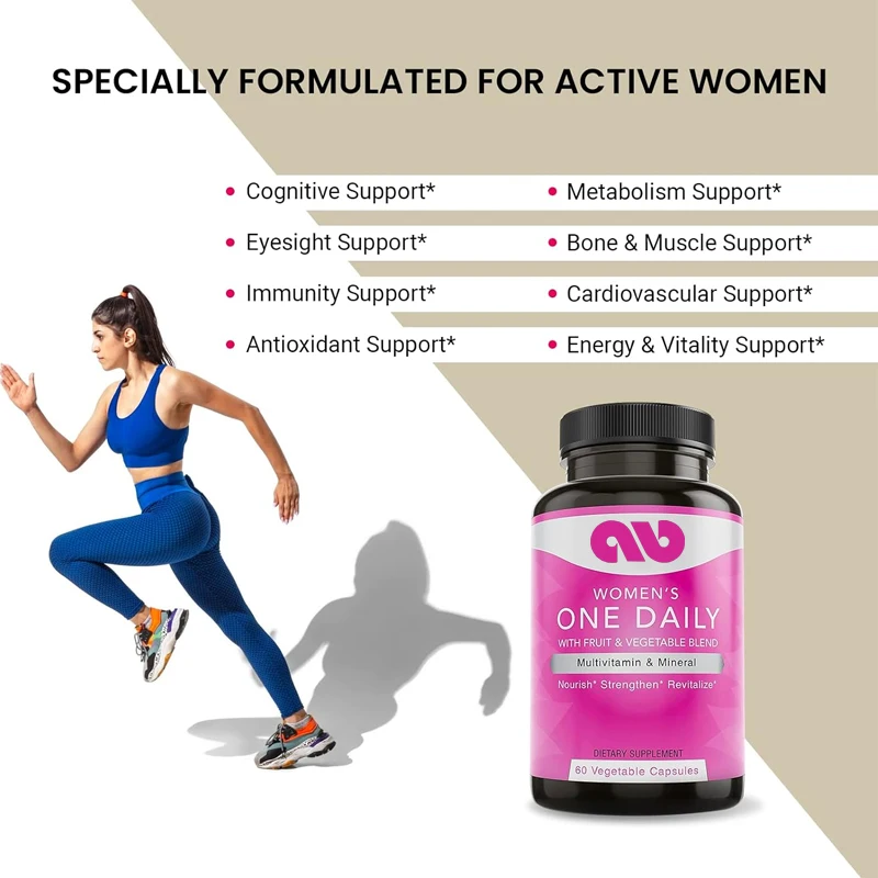 Women's daily multivitamin, containing non GMO ingredients, vitamins, and minerals, in 60 vegetarian capsules