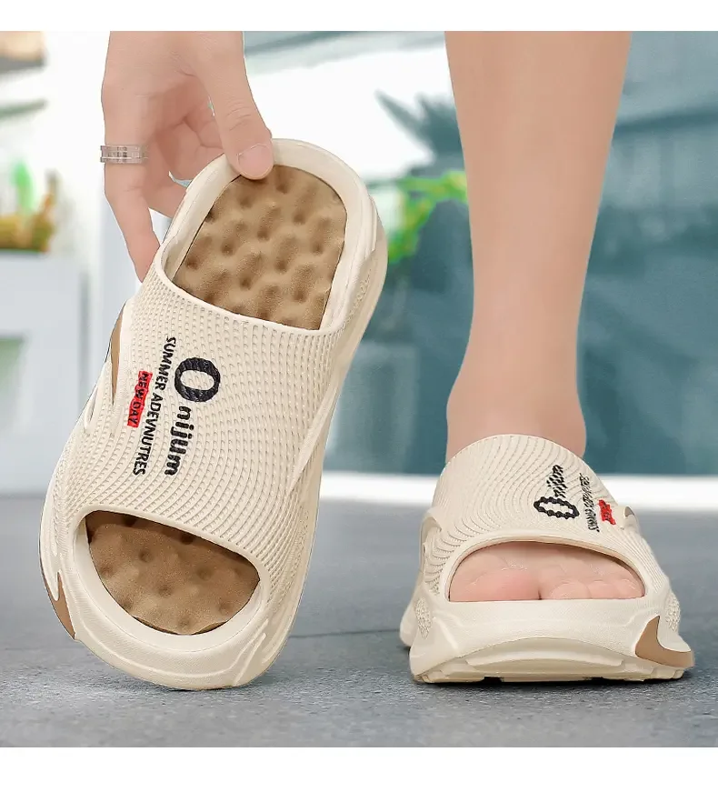 Sommer-Outdoor-Bekleidung für Damen und Herren: Dickbesohlte, geruchsabweisende und rutschfeste Herren-Slipper, Zweifach-Tragbare Strand-Sandalen und -Slipper – Detail 20