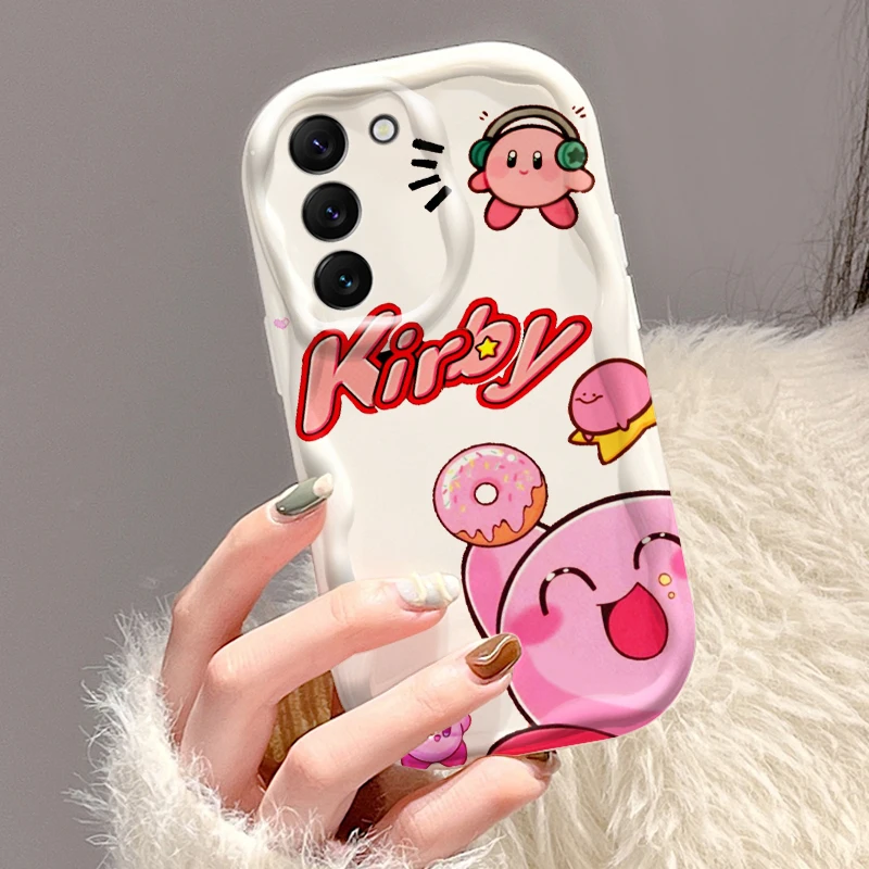 Cartoon K-Kirbyes Cute Art For Samsung S24 S23 S21 S20 Ultra Plus FE A73 A72 A71 A51 A31 A05S A05 A04 5G Wave Oil Cover image 4