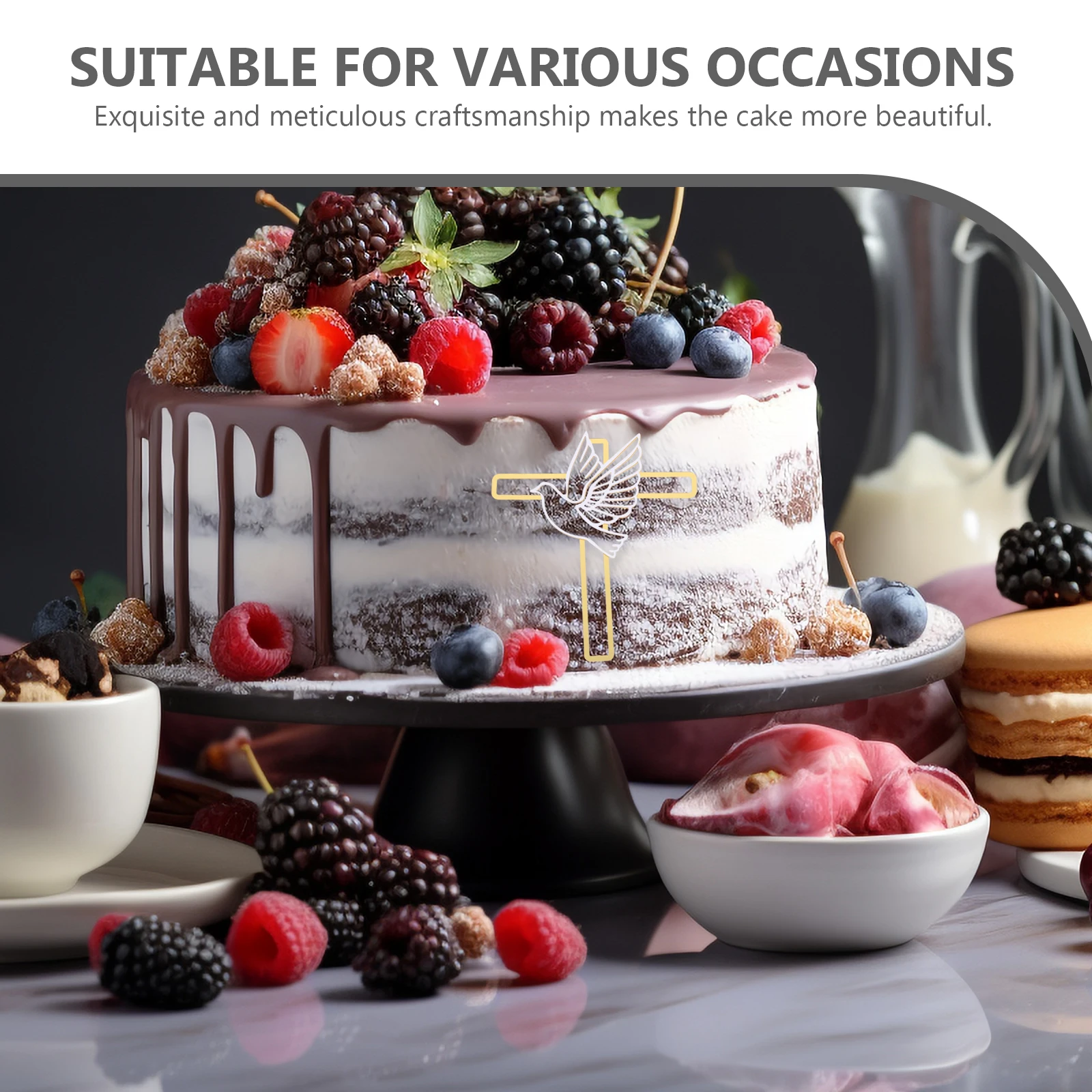 

3pcs Acrylic Cross Decor Baptism Communion Dessert Toppers Party Accessories Wedding Cake Decorations Cake Decor Pieces