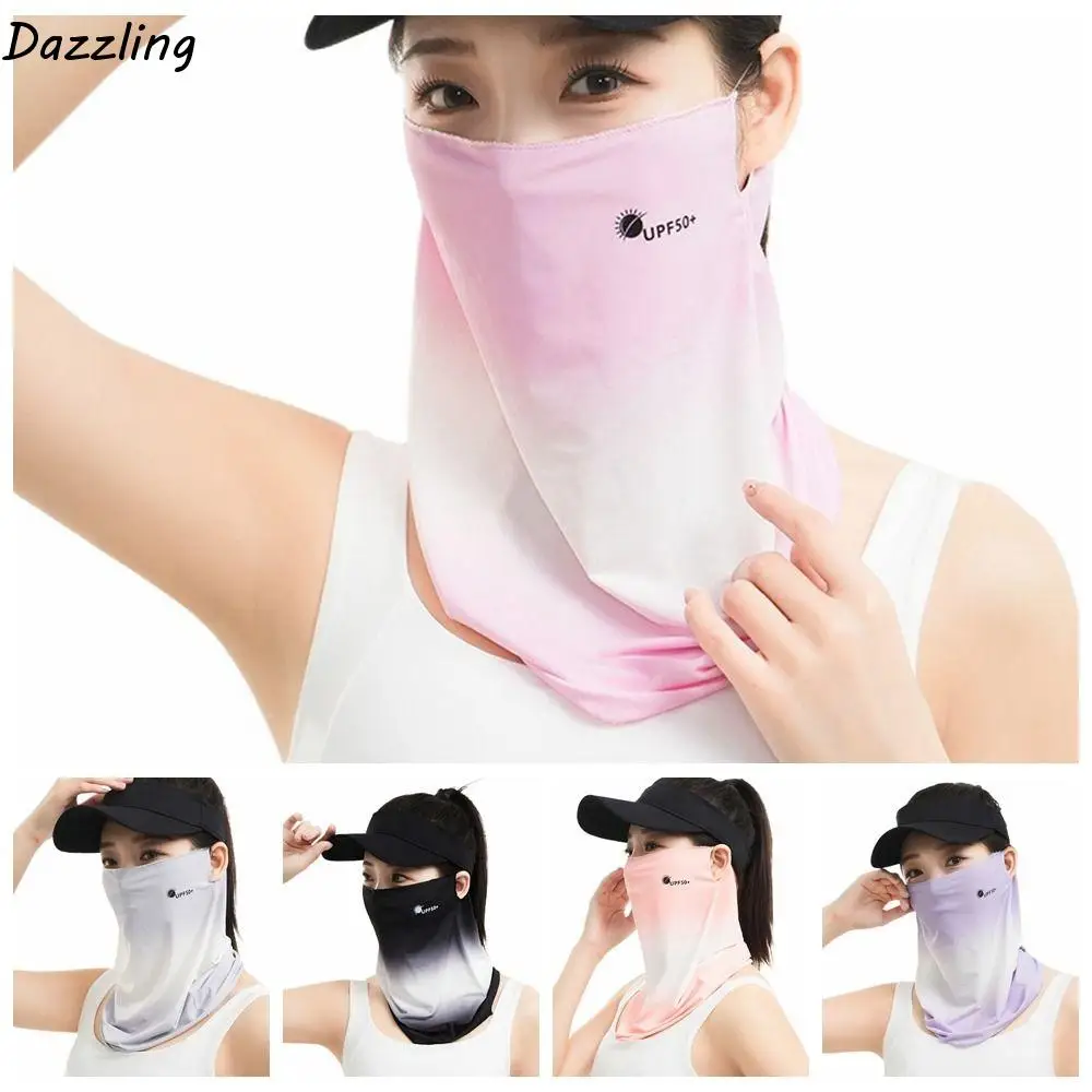 

Letter Summer Ice Silk Face Mask Breathable Fishing Face Shield Sunscreen Face Veil Simple Cycling Mask Neckline Face Cover