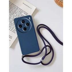 Soft Silicone Crossbody Lanyard Case For Realme 13Pro Plus 13 4G Lens Protection TPU Shockproof Cover For OPPO Realme 12X 12Plus