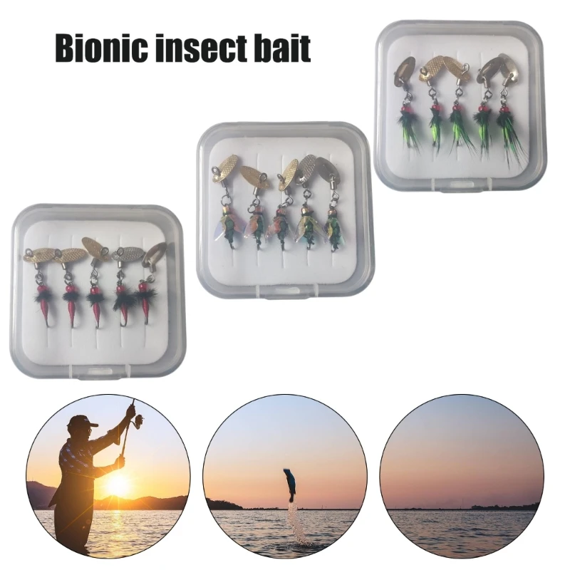 5Pcs Fly Fishing Swimbait Rotating Sequins Lures Artificial Fishing Lures with Fish Hook Fishing Accessories Enduring