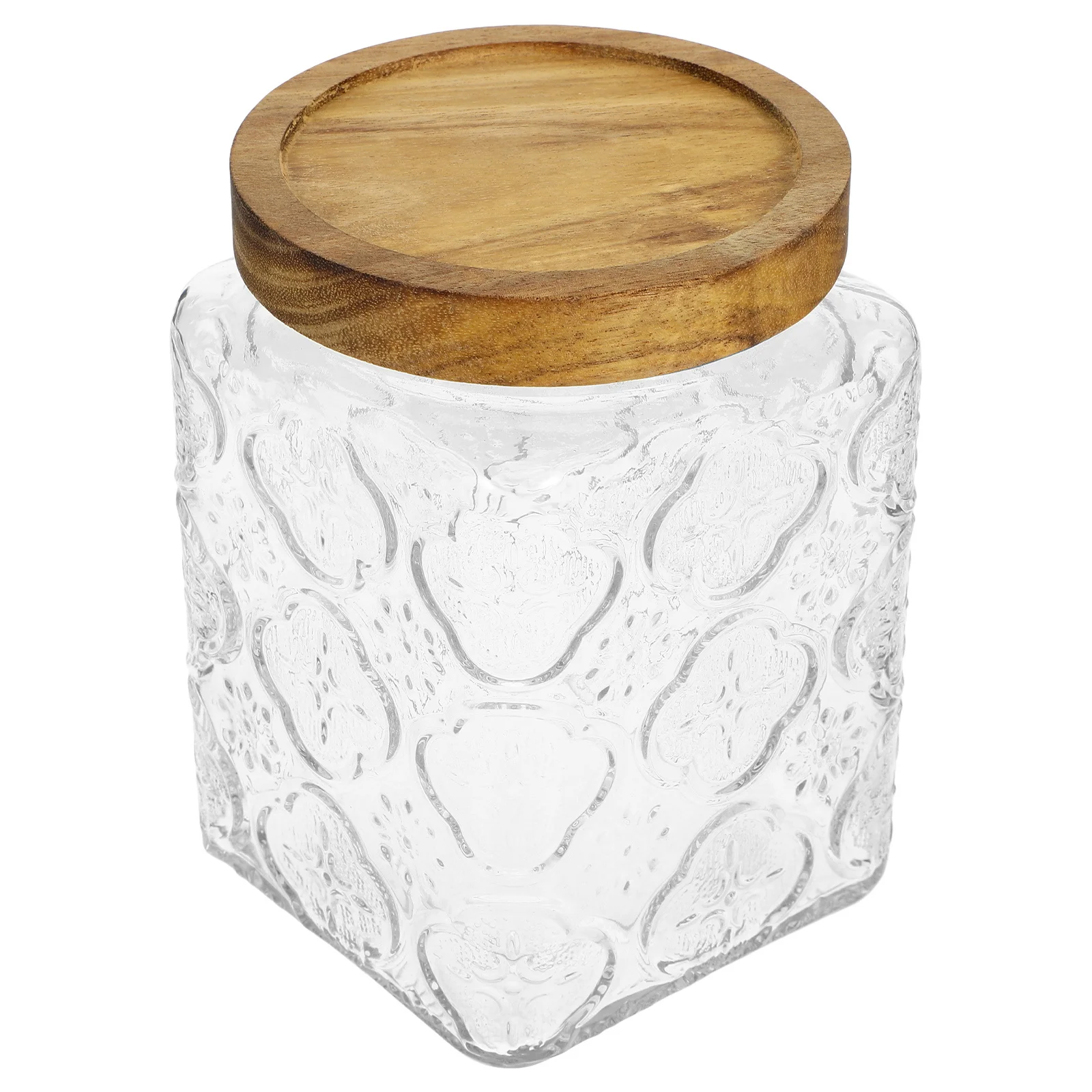 

Glass Sealed Storage Jar Multipurpose Food Container with Wood Lid Airtight Coffee Tea Sugar Spice Kitchen Organizer