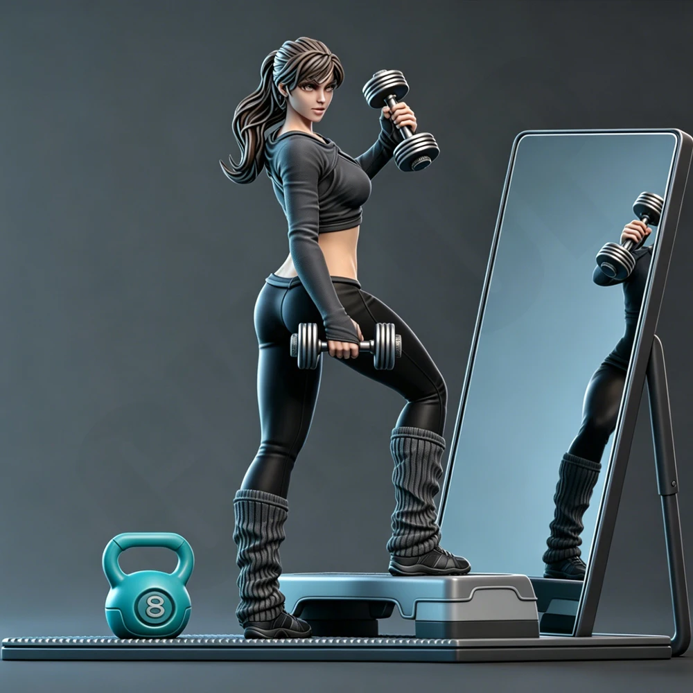 1/24 Fitness Dumbbell Training Lady Model Kits Resin Garage Kit Diorama Unassembled Unpainted 3D Print DIY Mini Craft Statue Toy