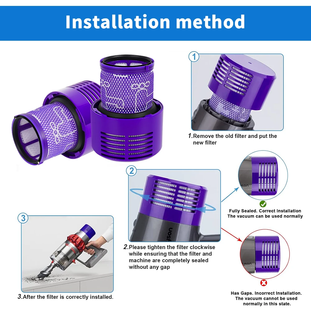 Filtro HEPA para aspiradora inalámbrica Dyson V10 SV12, filtro posterior lavable, accesorios de limpieza del hogar, reemplazo del filtro trasero