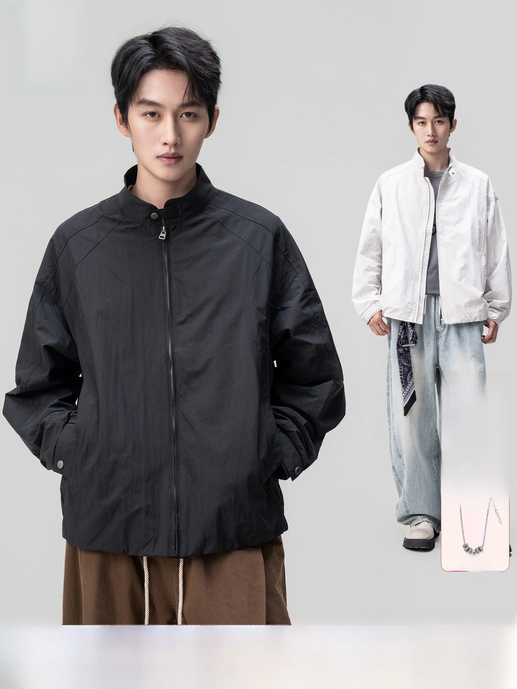 Harrington Jacket - Куртка-харрингтон AOGZ с воротником-стойкой, свободного кроя,