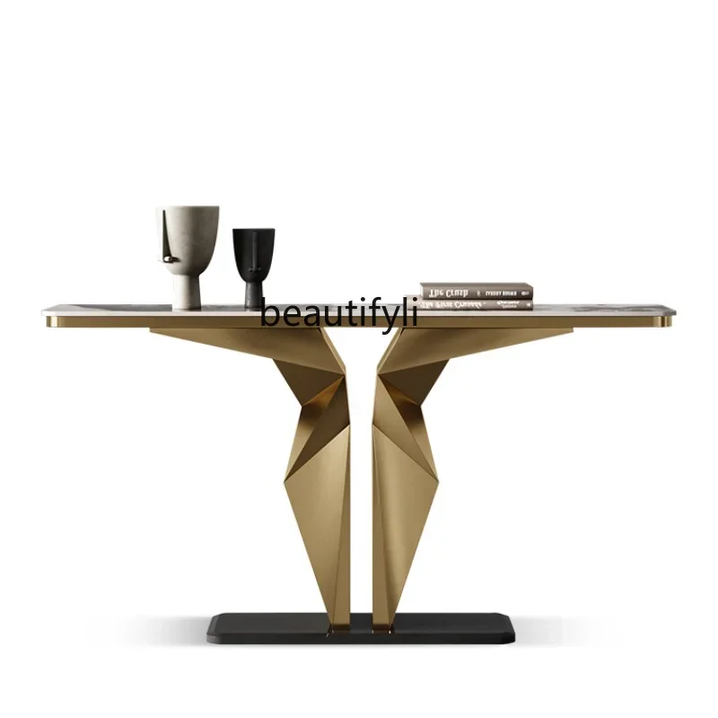 

Light Luxury Stone Plate Console Tables Modern Simple Home Living Room Entrance Home Wall Creative Hallway