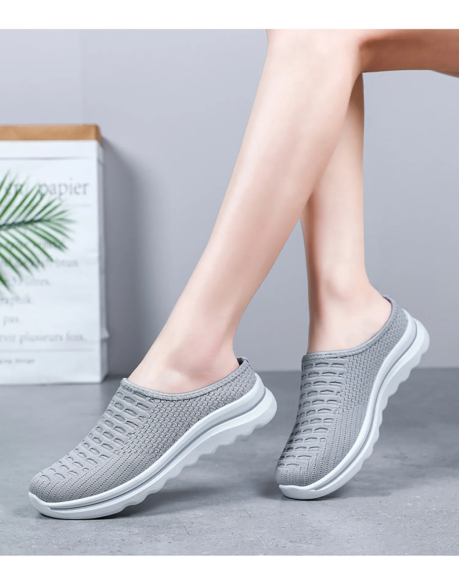 Übergrößen Damen Atmungsaktive Mesh-Pantoletten Slip-On Freizeitschuhe für Innen- und Außenbereich Tägliches Tragen – Detail 25