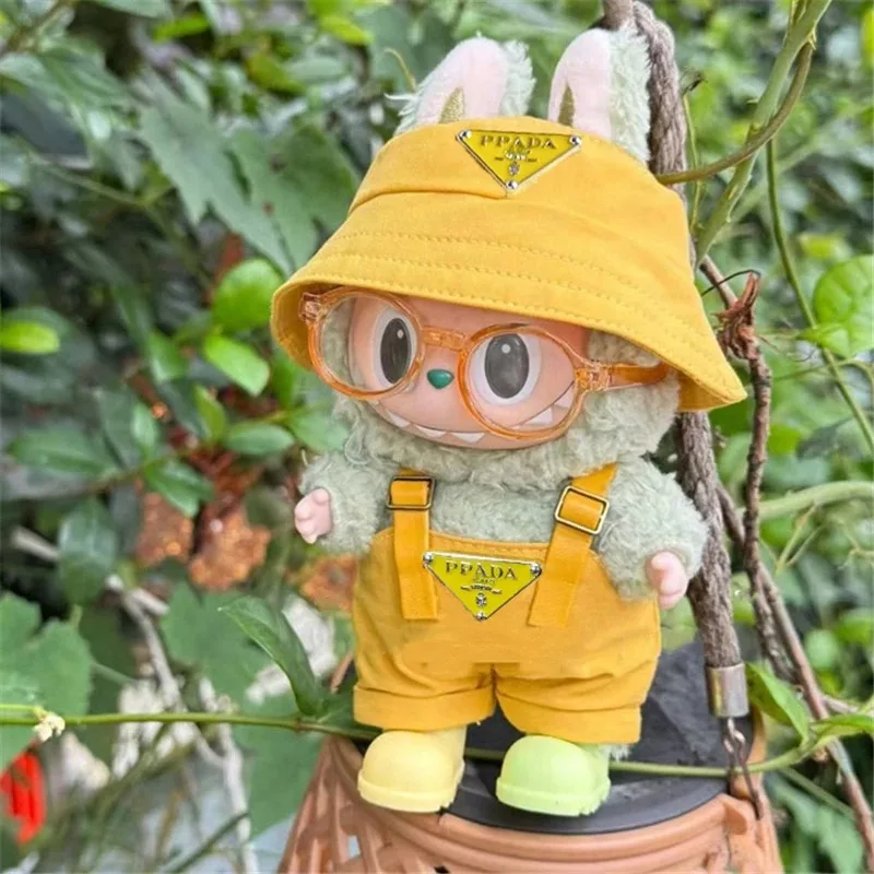 15 17 سنتيمتر ل Labubu دمية موضة المثلث المقلوب الزي قبعة حقيبة الملابس نظارات الأحذية مجموعة الملابس دمية الهدايا اكسسوارات #5