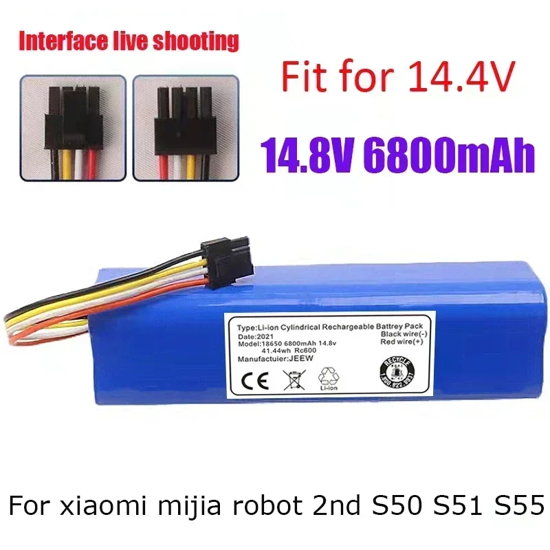 6800mah li-ion Robotic Vacuum cleaner Replacement Battery for  mijia 2nd Robot Roborock S50 S51 S55 Accessory Spare Parts