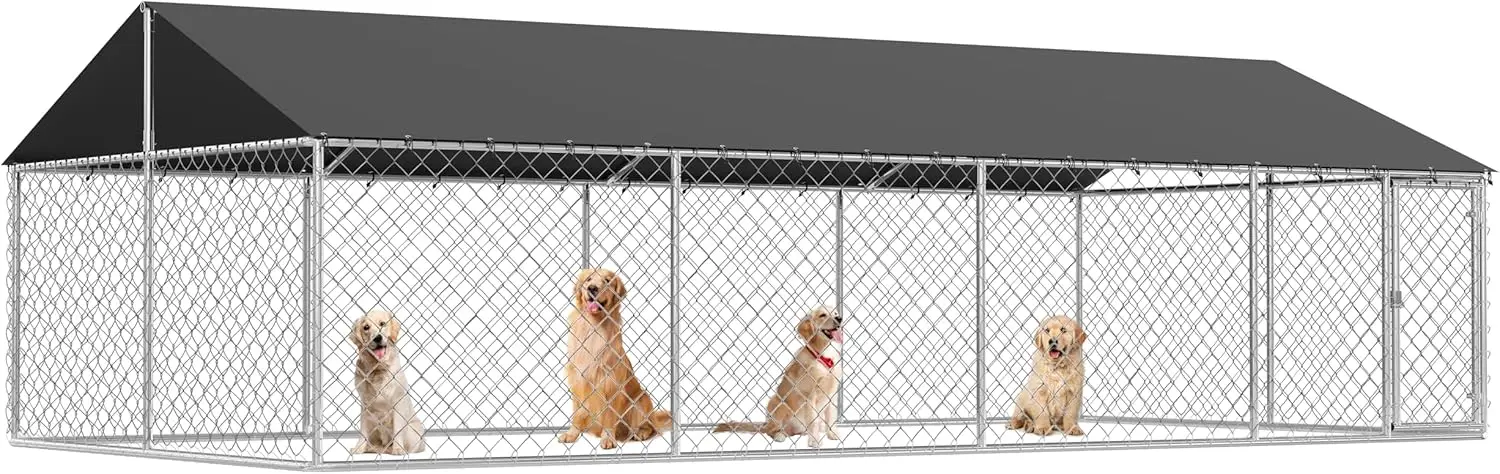 

236'x 118' Outdoor Dog Enclosure Heavy Duty Dog Kennel House Mesh Dog Big Cage Pet Kennel Steel Fence with Secure Lock
