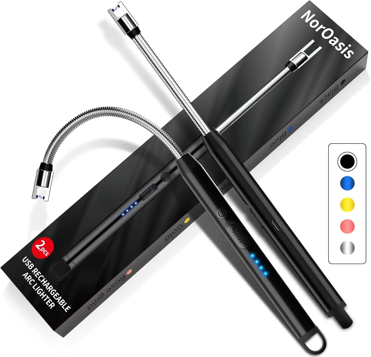 

Перезаряжаемая электрическая зажигалка для свечей с ветрозащитной дугой и гибким штоком для свечей, кемпинга, барбекю и камина