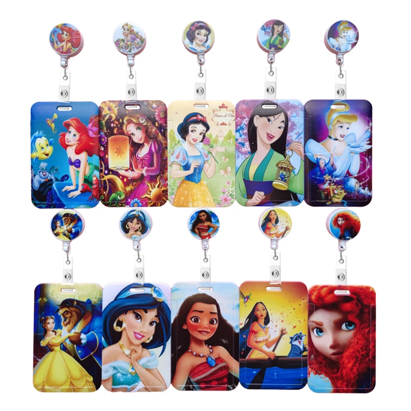 Disney Princess Retractable Buckle Card Holder Business Badge Card Case Employee Cardholds Doctors Nurses hang certificates