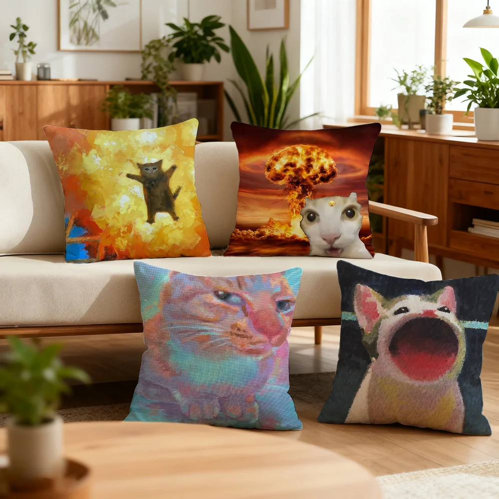 Funny Cat Emojis Boom cushion cover Decoration Room Shop Car Best Home Office Coffee Pillow Sofa Printing Nordic Simplicity Hit