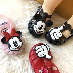 Disney Mickey Mouse Minnie Baby Girls sandały buty drążone sandały na rzepy głowa letnia buty dziewczęce dzieci Eva sandały