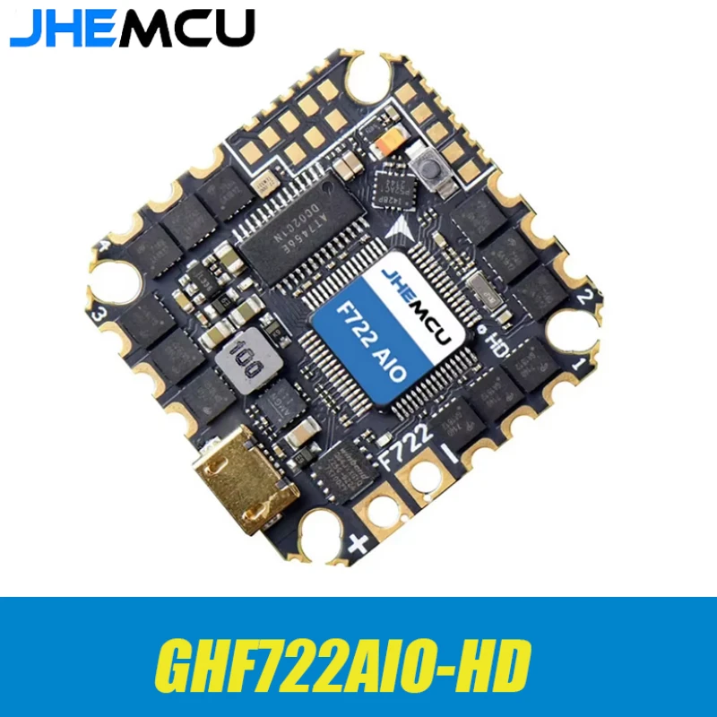 

JHEMCU GHF722AIO-HD 40A AIO Flight Controller F722 FC Baro OSD BlackBox 40A 4in1 ESC 2-6S For RC FPV Freestyle Cinewhoop Drone