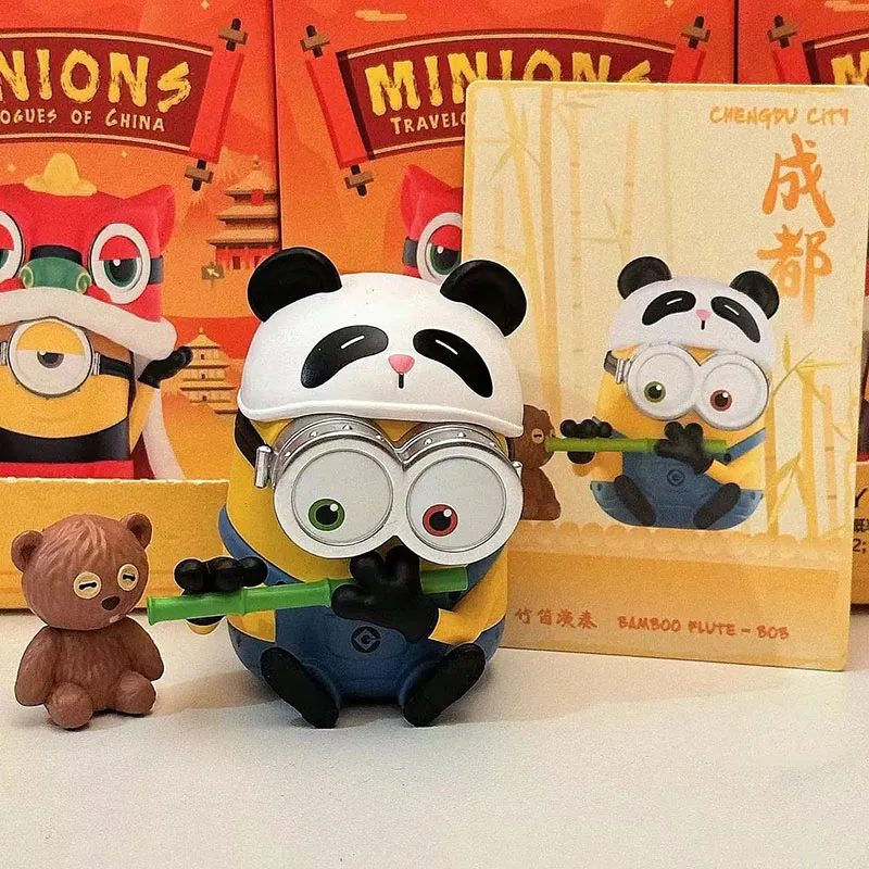 New Minions China Tour Series Figures Blind Box Children'S Toys Desktop Ornaments Surprise Box Year Of The Dragon Gifts