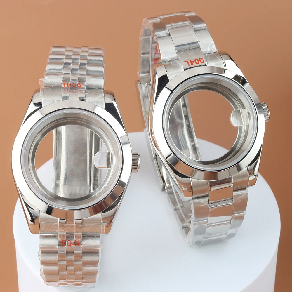 

Silver NH35 Case 36mm 39mm Sapphire glass Case For NH35 NH36 Movement 28.5MM Dial 316L Stainless Steel Jubilee/Oyster Strap