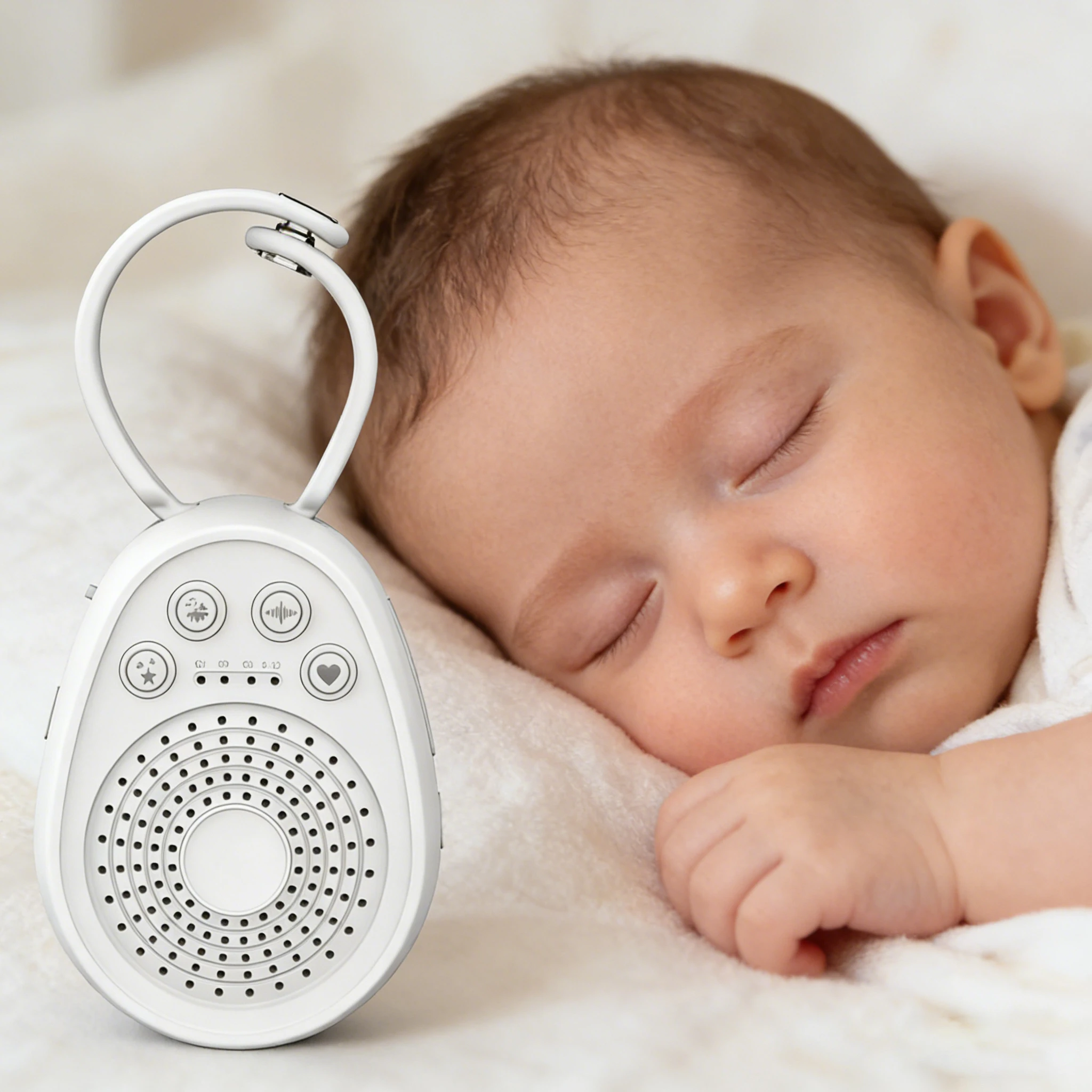 Machine portative à bruit blanc pour bébé, dispositif d'aide au sommeil, batterie Rechargeable avec 20 sons naturels apaisants, berceuses, minuterie, haut-parleur
