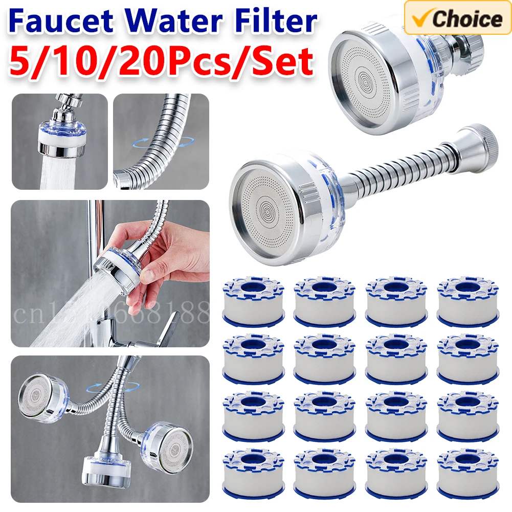 Kitchen Faucet Water Filter Pressurized Sink Filter Water Purifier 360° Tap Splash Proof Faucet Aerator Extender for Bathroom