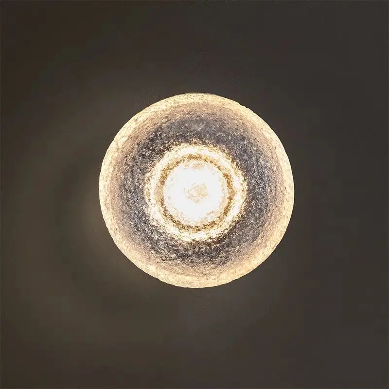 

Modern Round Wall Lamps Resin Lampshade Living Room TV Background Decorative Wall Light for Bedroom Bedside Hallway Stair Light