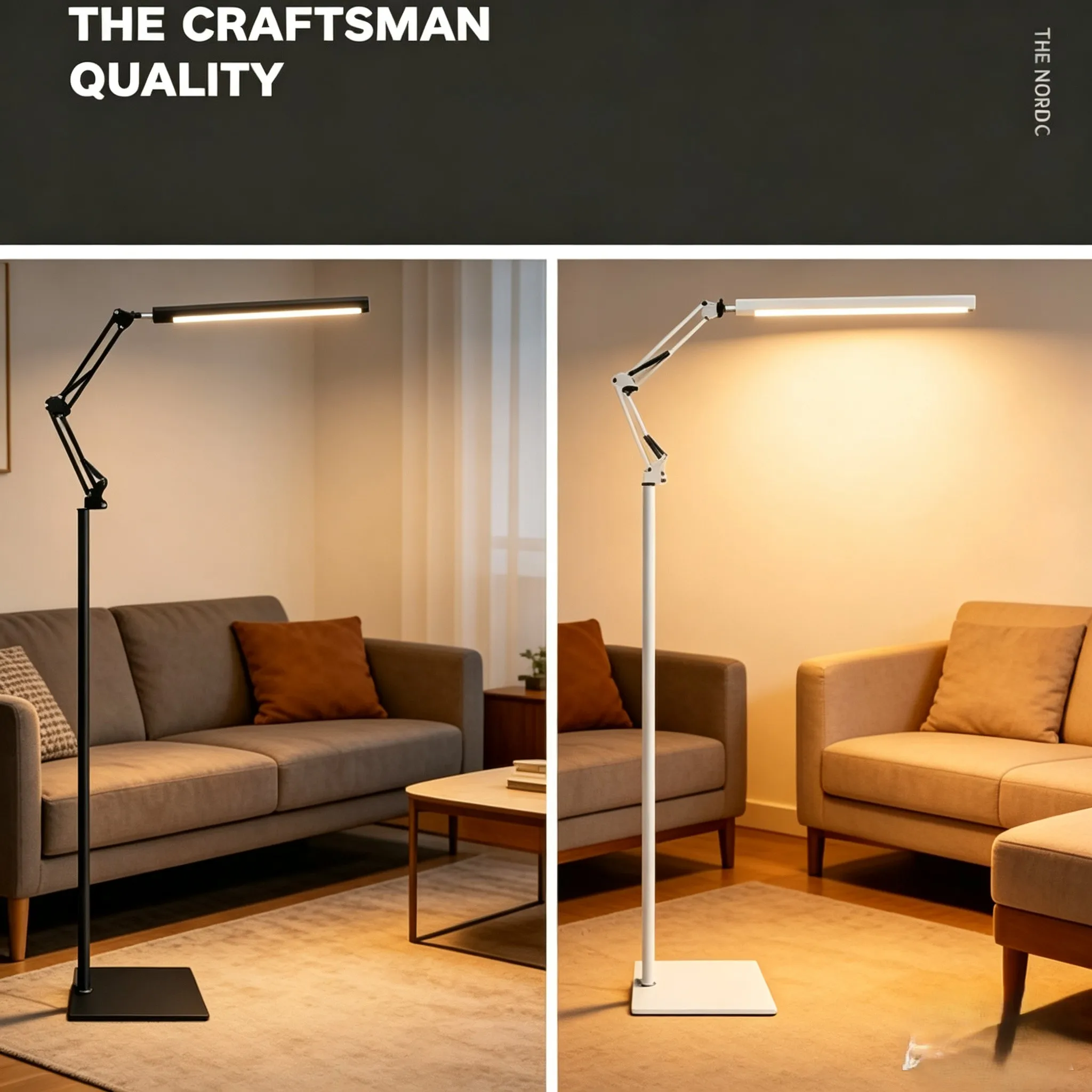 LED Floor Lamp Multi-Angle Foldable Bed Headlight Adjustable Color Temperature Metal Pole, Ideal for Living Room, Office Decor