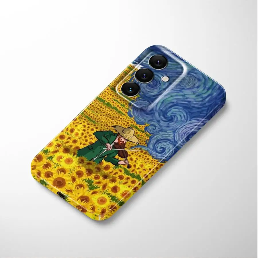 حافظة لهاتف سامسونج جالاكسي S23 FE S24 Plus S24 + S25 Ultra S20 S21 نوت 20 S22 S25 + غطاء هاتف صلب فان جوخ عباد الشمس