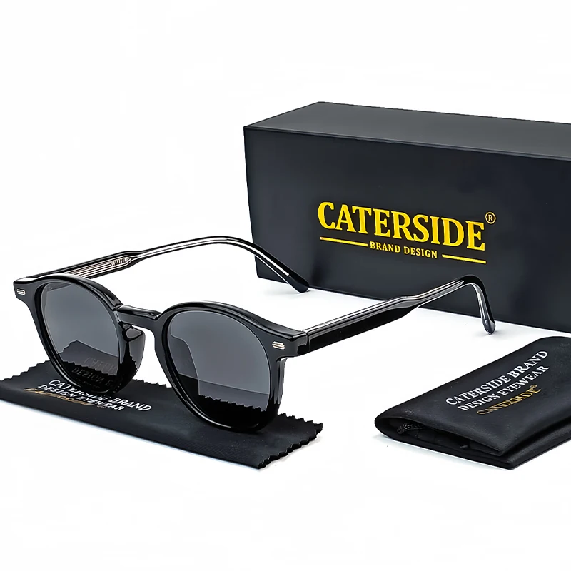 Caterside Polarisierte Runde Sonnenbrille für Herren, Punk TR-Rahmen mit Core-Einsatz, Retro-Sonnenbrille für Damen, Set für Autofahren und Angeln, UV400-Schutz – Detail 3