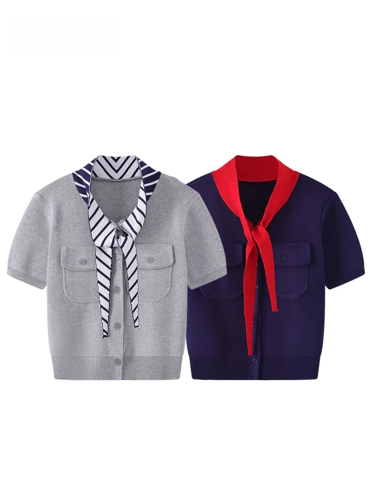 

JZZDEMM Knitted ort Sve Open Cardigan Slim Fit Women's Summer Faion Patchwork Netie Vintage Sle Regular Length