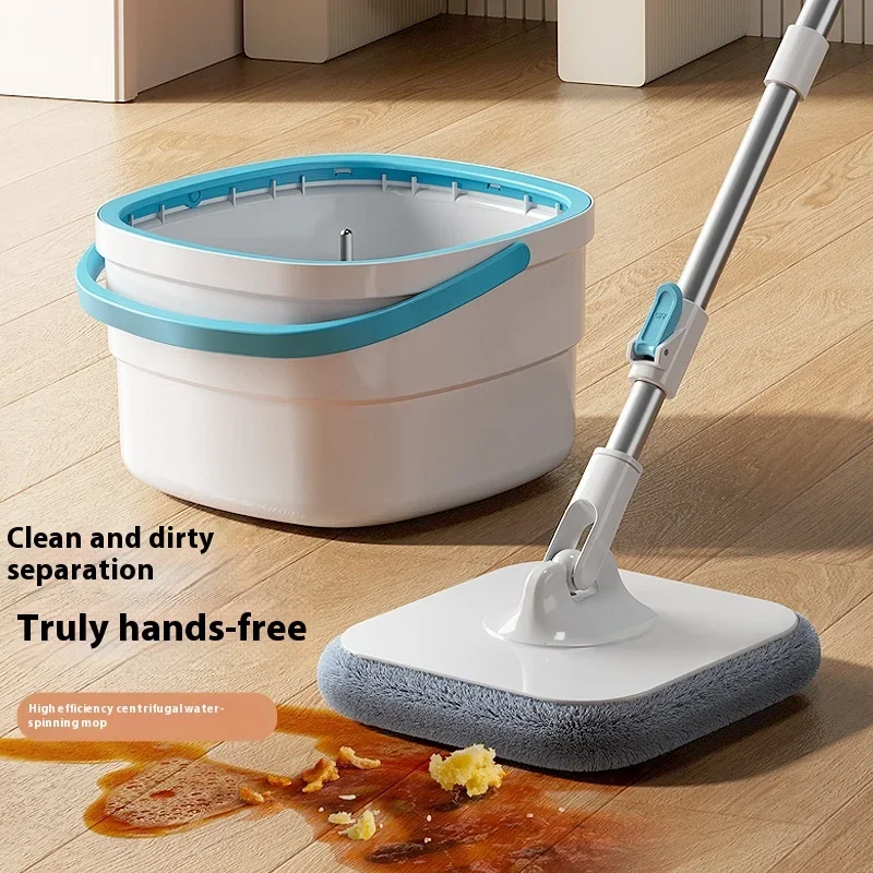 

Household New Mopping & Bucket Labor saving Dry Quickly 360 Rotating Square Microfiber Floor Cleaning Mop with 2 cotton fabrics