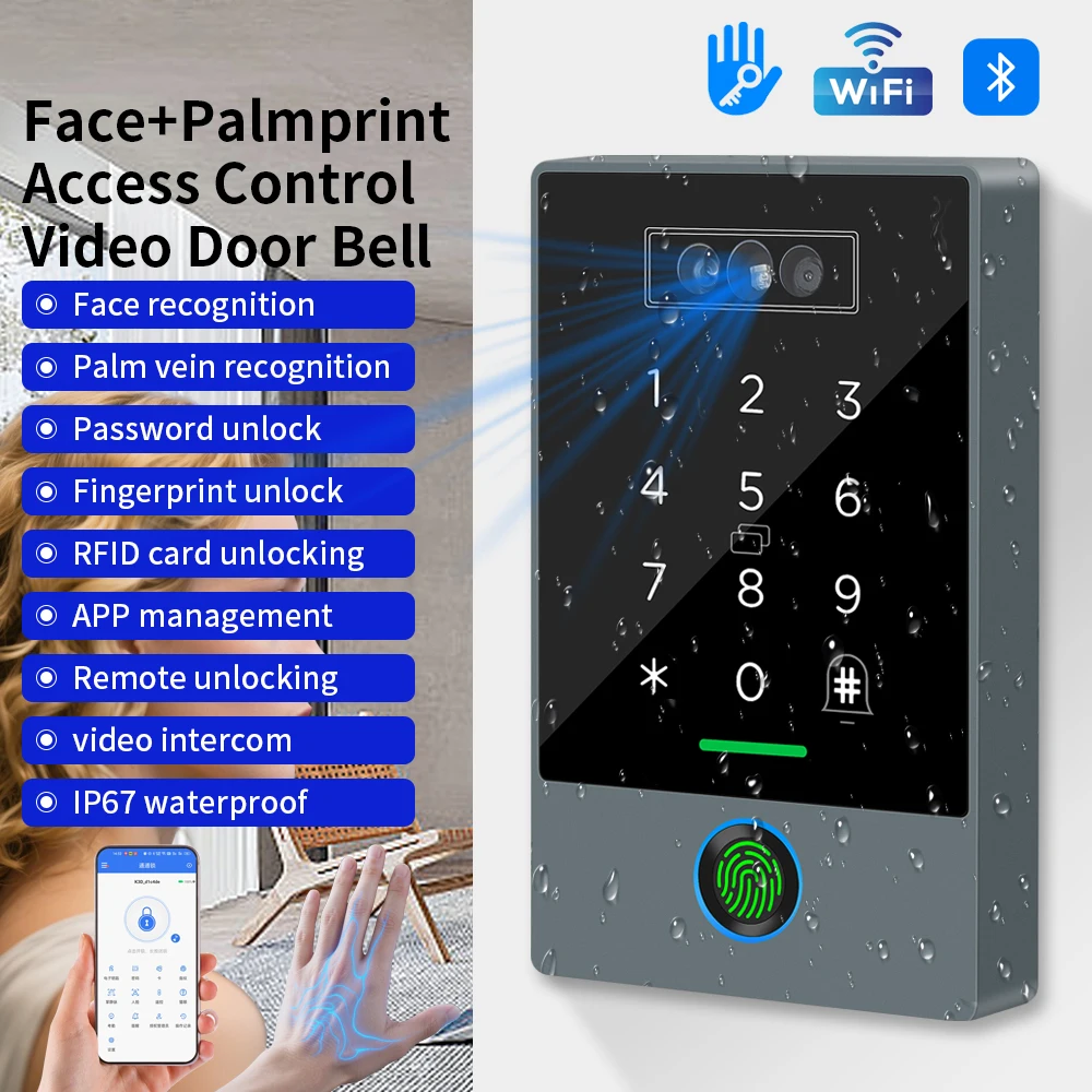 TTLOCK access control Smart Lock waterproof ip67 fingerprint WiFi face recognition visual intercom palm vein 13.5hz security