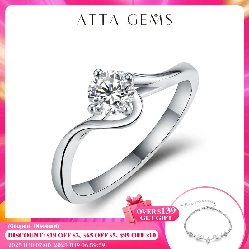 

Solid Silver 0.5-3ct Lab Grown Diamond D Color VVS1 Moissanite Diamond 4 Prongs Solitaire with Accents Engagement Ring For Women