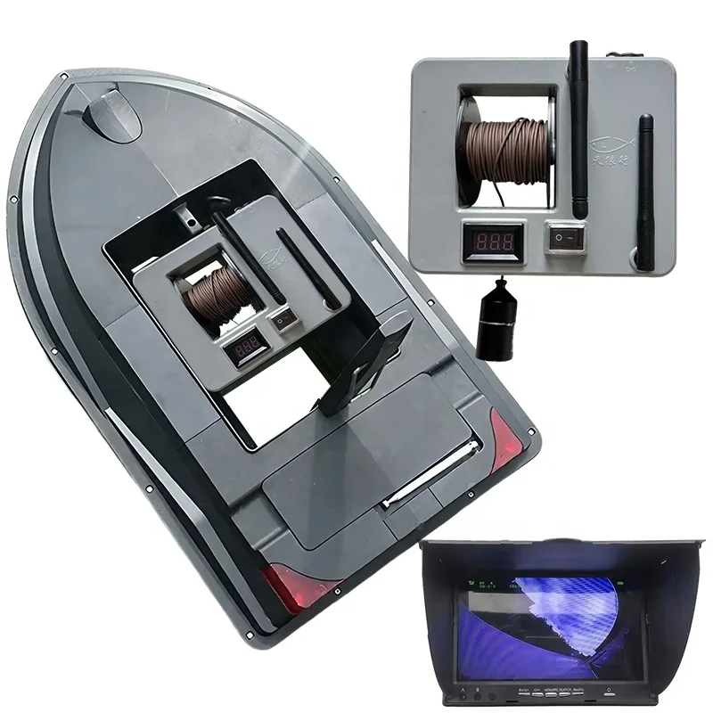 

GPS Baitboat 5.8G FPV Cable 7" Lcd Monitor Live Video Deep Sea Underwater CCTV Night Vision Dual Hull Fishing Bait Boat Camera
