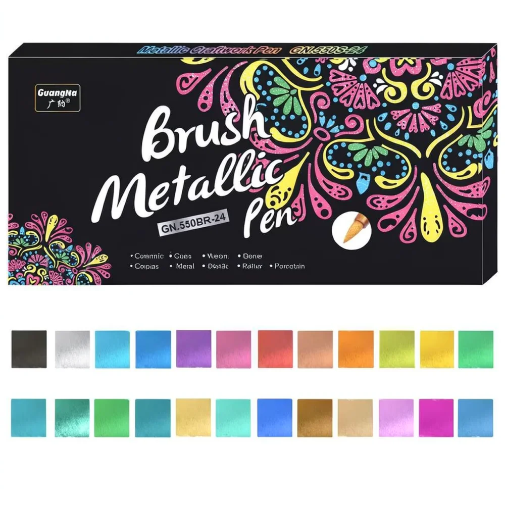 Metallic Paint Markers For Guangna GN550 Art Pens Set Shimmering Ink Drawing Supplies For Crafting Hand Lettering Tools